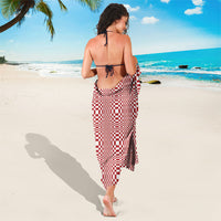 Red White Filipino Binakol Motifs Sarong Mabuhay Philippines Festival Kusikus Pattern