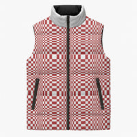 Red White Filipino Binakol Motifs Sleeveless Puffer Jacket Mabuhay Philippines Festival Kusikus Pattern