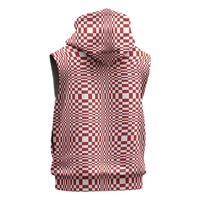 Red White Filipino Binakol Motifs Sleeveless Zip Hoodie Mabuhay Philippines Festival Kusikus Pattern