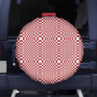 Red White Filipino Binakol Motifs Spare Tire Cover Mabuhay Philippines Festival Kusikus Pattern