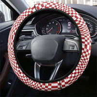 Red White Filipino Binakol Motifs Steering Wheel Cover Mabuhay Philippines Festival Kusikus Pattern