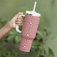 Red White Filipino Binakol Motifs Tumbler With Handle Mabuhay Philippines Festival Kusikus Pattern