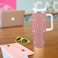 Red White Filipino Binakol Motifs Tumbler With Handle Mabuhay Philippines Festival Kusikus Pattern