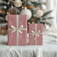 Red White Filipino Binakol Motifs Wrapping Paper Mabuhay Philippines Festival Kusikus Pattern
