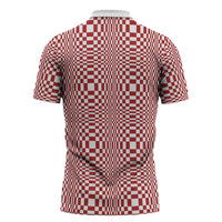 Red White Filipino Binakol Motifs Zipper Polo Shirt Mabuhay Philippines Festival Kusikus Pattern