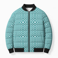 Cyan Filipino Binakol Motifs Bomber Puffer Jacket Mabuhay Philippines Festival Kusikus Pattern
