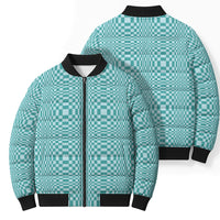 Cyan Filipino Binakol Motifs Bomber Puffer Jacket Mabuhay Philippines Festival Kusikus Pattern