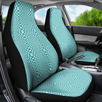 Cyan Filipino Binakol Motifs Car Seat Cover Mabuhay Philippines Festival Kusikus Pattern