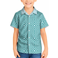 Cyan Filipino Binakol Motifs Kid Hawaiian Shirt Mabuhay Philippines Festival Kusikus Pattern