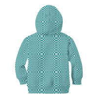 Cyan Filipino Binakol Motifs Kid Hoodie Mabuhay Philippines Festival Kusikus Pattern