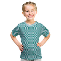 Cyan Filipino Binakol Motifs Kid T Shirt Mabuhay Philippines Festival Kusikus Pattern