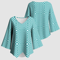 Cyan Filipino Binakol Motifs Kimono Sleeve Blouse Mabuhay Philippines Festival Kusikus Pattern