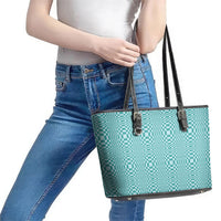 Cyan Filipino Binakol Motifs Leather Tote Bag Mabuhay Philippines Festival Kusikus Pattern