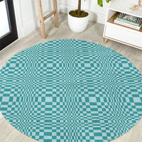 Cyan Filipino Binakol Motifs Round Carpet Mabuhay Philippines Festival Kusikus Pattern