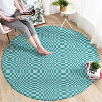 Cyan Filipino Binakol Motifs Round Carpet Mabuhay Philippines Festival Kusikus Pattern