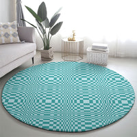 Cyan Filipino Binakol Motifs Round Carpet Mabuhay Philippines Festival Kusikus Pattern