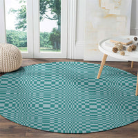Cyan Filipino Binakol Motifs Round Carpet Mabuhay Philippines Festival Kusikus Pattern