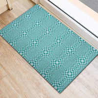 Cyan Filipino Binakol Motifs Rubber Doormat Mabuhay Philippines Festival Kusikus Pattern