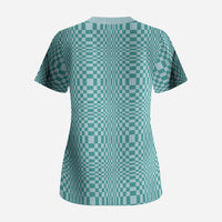 Cyan Filipino Binakol Motifs Scrub Top Mabuhay Philippines Festival Kusikus Pattern