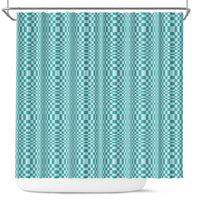 Cyan Filipino Binakol Motifs Shower Curtain Mabuhay Philippines Festival Kusikus Pattern