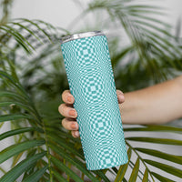 Cyan Filipino Binakol Motifs Skinny Tumbler Mabuhay Philippines Festival Kusikus Pattern