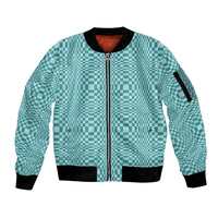 Cyan Filipino Binakol Motifs Sleeve Zip Bomber Jacket Mabuhay Philippines Festival Kusikus Pattern