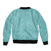 Cyan Filipino Binakol Motifs Sleeve Zip Bomber Jacket Mabuhay Philippines Festival Kusikus Pattern