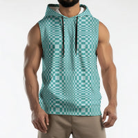 Cyan Filipino Binakol Motifs Sleeveless Hoodie Mabuhay Philippines Festival Kusikus Pattern