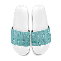 Cyan Filipino Binakol Motifs Slide Sandals Mabuhay Philippines Festival Kusikus Pattern