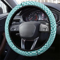 Cyan Filipino Binakol Motifs Steering Wheel Cover Mabuhay Philippines Festival Kusikus Pattern