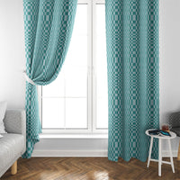 Cyan Filipino Binakol Motifs Window Curtain Mabuhay Philippines Festival Kusikus Pattern