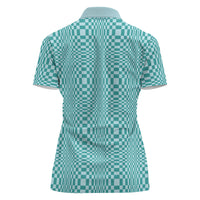 Cyan Filipino Binakol Motifs Women Polo Shirt Mabuhay Philippines Festival Kusikus Pattern