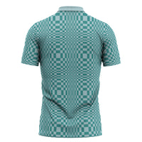 Cyan Filipino Binakol Motifs Zipper Polo Shirt Mabuhay Philippines Festival Kusikus Pattern
