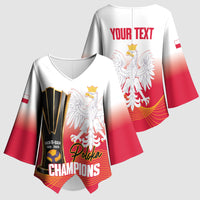Personalised Poland Volleyball 2026 Kimono Sleeve Blouse Polska Back To Back Champions