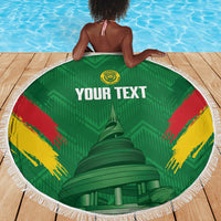 Cameroon Football Custom Beach Blanket Reunification Monument Les Lionnes Indomptables