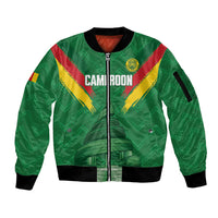Cameroon Football Custom Sleeve Zip Bomber Jacket Reunification Monument Les Lionnes Indomptables