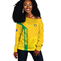 South Africa Soccer Custom Off Shoulder Sweater Banyana Banyana Protea Yellow Version