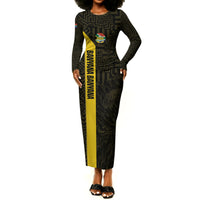 South Africa Soccer Custom Long Sleeve Bodycon Dress Banyana Banyana Protea Black Version