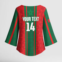 Morocco Football Custom Kimono Sleeve Blouse Atlas Lionesses Moroccan Folk Pattern