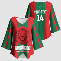 Morocco Football Custom Kimono Sleeve Blouse Atlas Lionesses Moroccan Folk Pattern