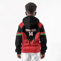 Malawi Football Custom Kid Hoodie Red Rising Sun Go Scorchers