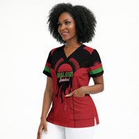 Malawi Football Custom Scrub Top Red Rising Sun Go Scorchers
