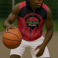 Malawi Football Custom Sleeveless Zip Hoodie Red Rising Sun Go Scorchers