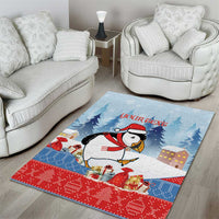 Personalised Puffin Iceland Christmas Area Rug Merry Xmas Winter Vibes - Wonder Print Shop