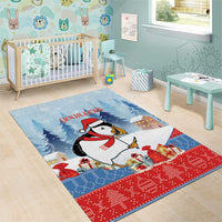 Personalised Puffin Iceland Christmas Area Rug Merry Xmas Winter Vibes - Wonder Print Shop