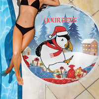 Personalised Puffin Iceland Christmas Beach Blanket Merry Xmas Winter Vibes - Wonder Print Shop