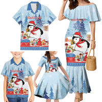 Personalised Puffin Iceland Christmas Family Matching Mermaid Dress and Hawaiian Shirt Merry Xmas Winter Vibes - Wonder Print Shop