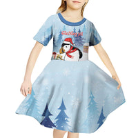 Personalised Puffin Iceland Christmas Kid Short Sleeve Dress Merry Xmas Winter Vibes - Wonder Print Shop