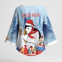 Personalised Puffin Iceland Christmas Kimono Sleeve Blouse Merry Xmas Winter Vibes - Wonder Print Shop