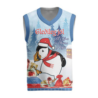 Personalised Puffin Iceland Christmas Knitted V-Neck Vest Merry Xmas Winter Vibes - Wonder Print Shop